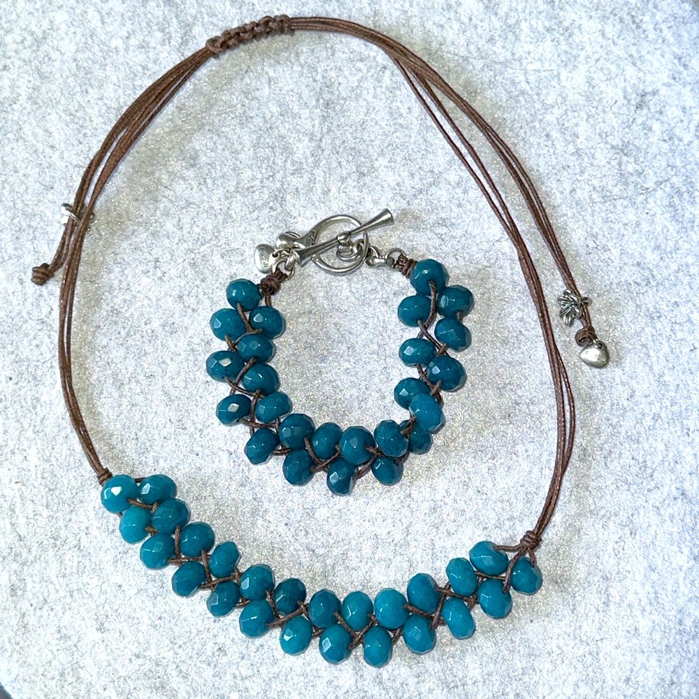 FOSSIL Turquoise Color Beaded Necklace and Bracelet Set